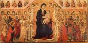 Duccio di Buoninsegna Maria and Child throning in majesty, hoofddpaneel of the Maesta, altar piece oil painting on canvas